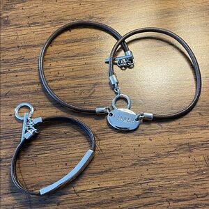 Ralph Lauren Brown Leather Choker and Bracelet Set